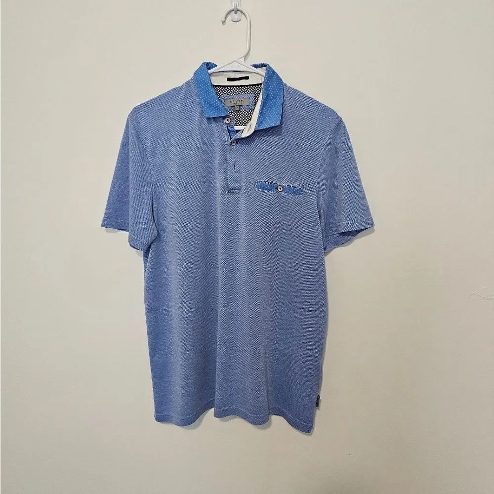 Mens Ted Baker Light Blue Polo Size 4